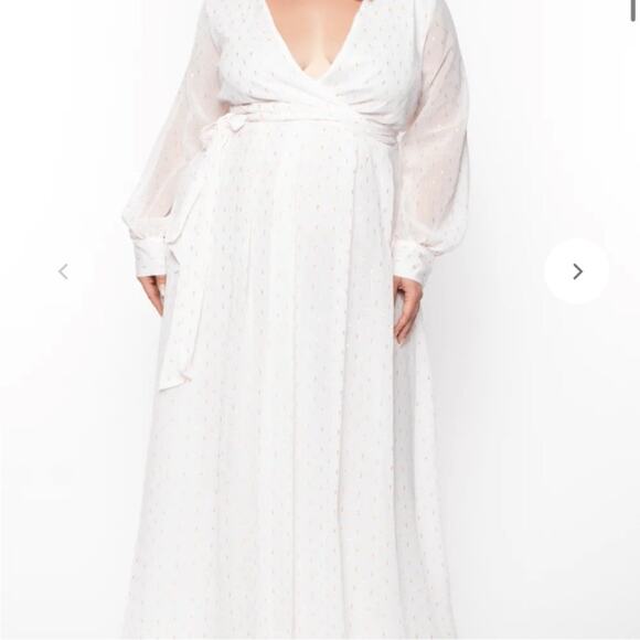 Bump Biddy White tie waist maxi metallic detail dress - Picture 5 of 8